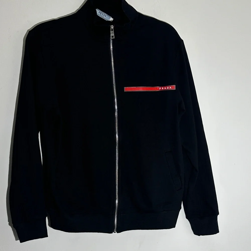 Prada Black Jacket with Red Stripe - Picture 1 of 8